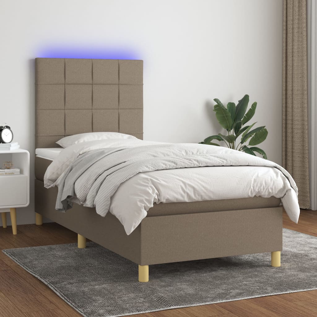 Boxspring met matras en LED stof taupe 80x200 cm