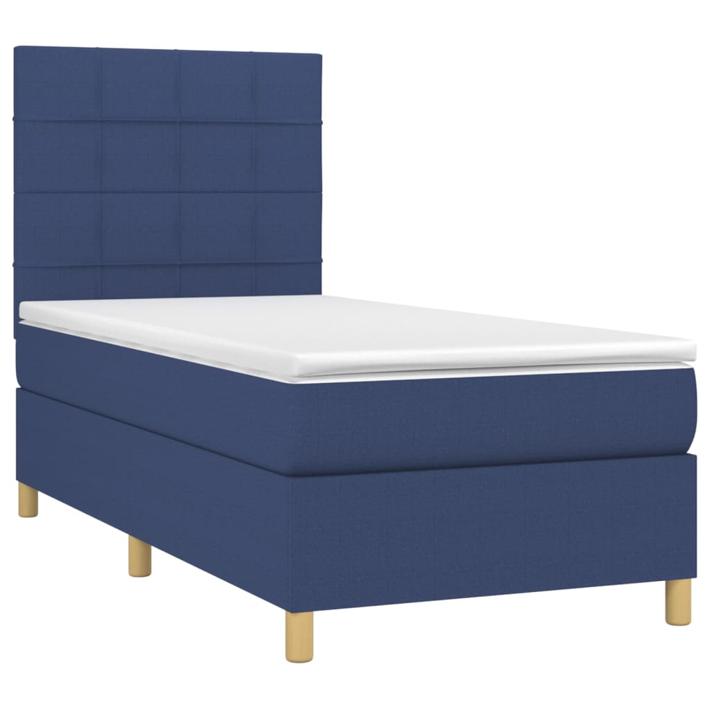 Boxspring met matras en LED stof blauw 90x190 cm Bedden & bedframes | Creëer jouw Trendy Thuis | Gratis bezorgd & Retour | Trendy.nl