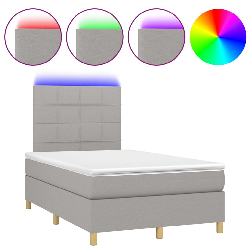 Boxspring met matras en LED stof lichtgrijs 120x200 cm Bedden & bedframes | Creëer jouw Trendy Thuis | Gratis bezorgd & Retour | Trendy.nl