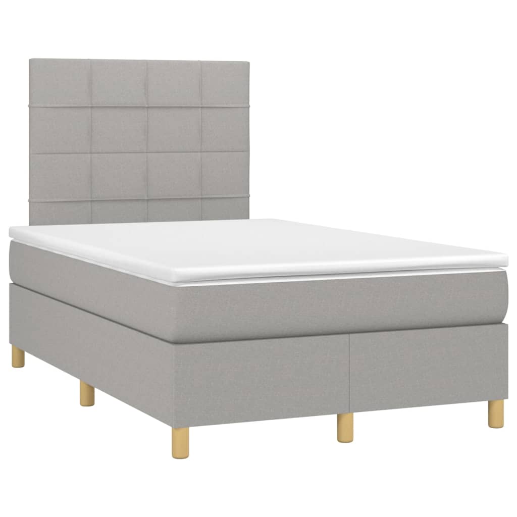 Boxspring met matras en LED stof lichtgrijs 120x200 cm Bedden & bedframes | Creëer jouw Trendy Thuis | Gratis bezorgd & Retour | Trendy.nl