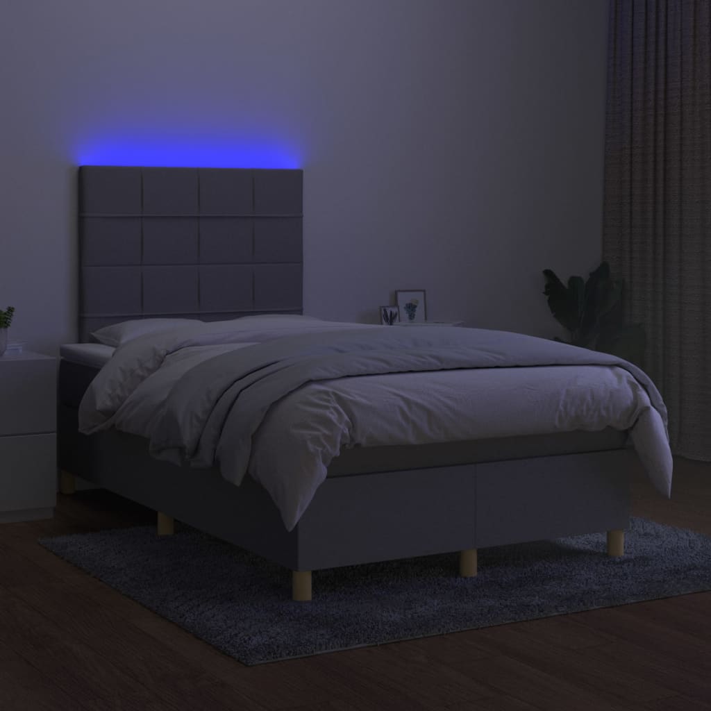 Boxspring met matras en LED stof lichtgrijs 120x200 cm Bedden & bedframes | Creëer jouw Trendy Thuis | Gratis bezorgd & Retour | Trendy.nl