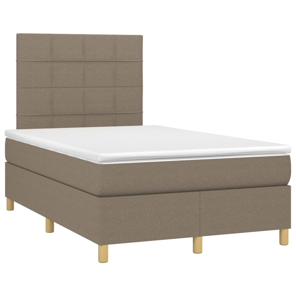 Boxspring met matras en LED stof taupe 120x200 cm