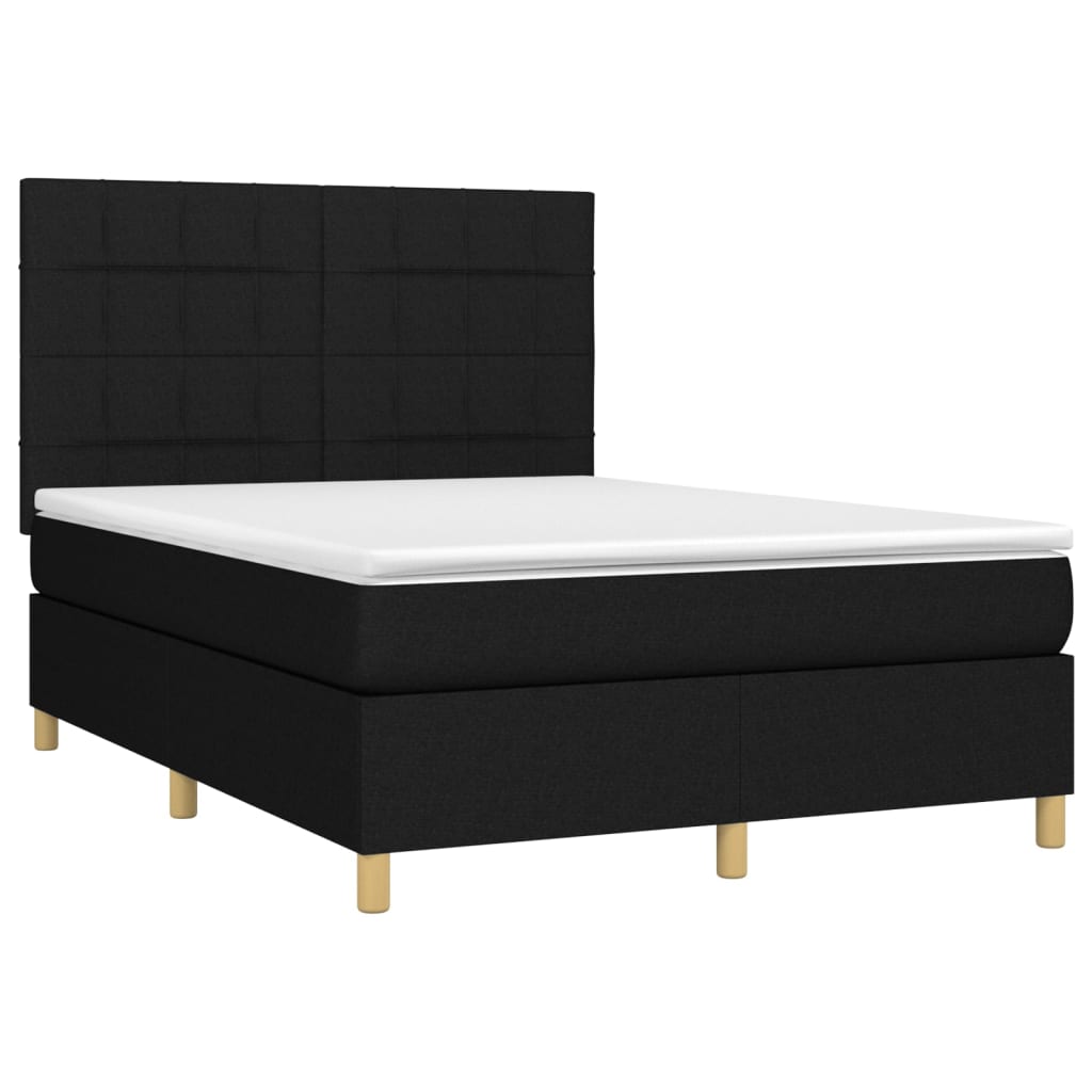 Boxspring met matras en LED stof zwart 140x190 cm Bedden & bedframes | Creëer jouw Trendy Thuis | Gratis bezorgd & Retour | Trendy.nl