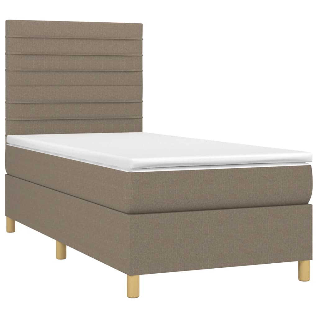 Boxspring met matras en LED stof taupe 80x200 cm