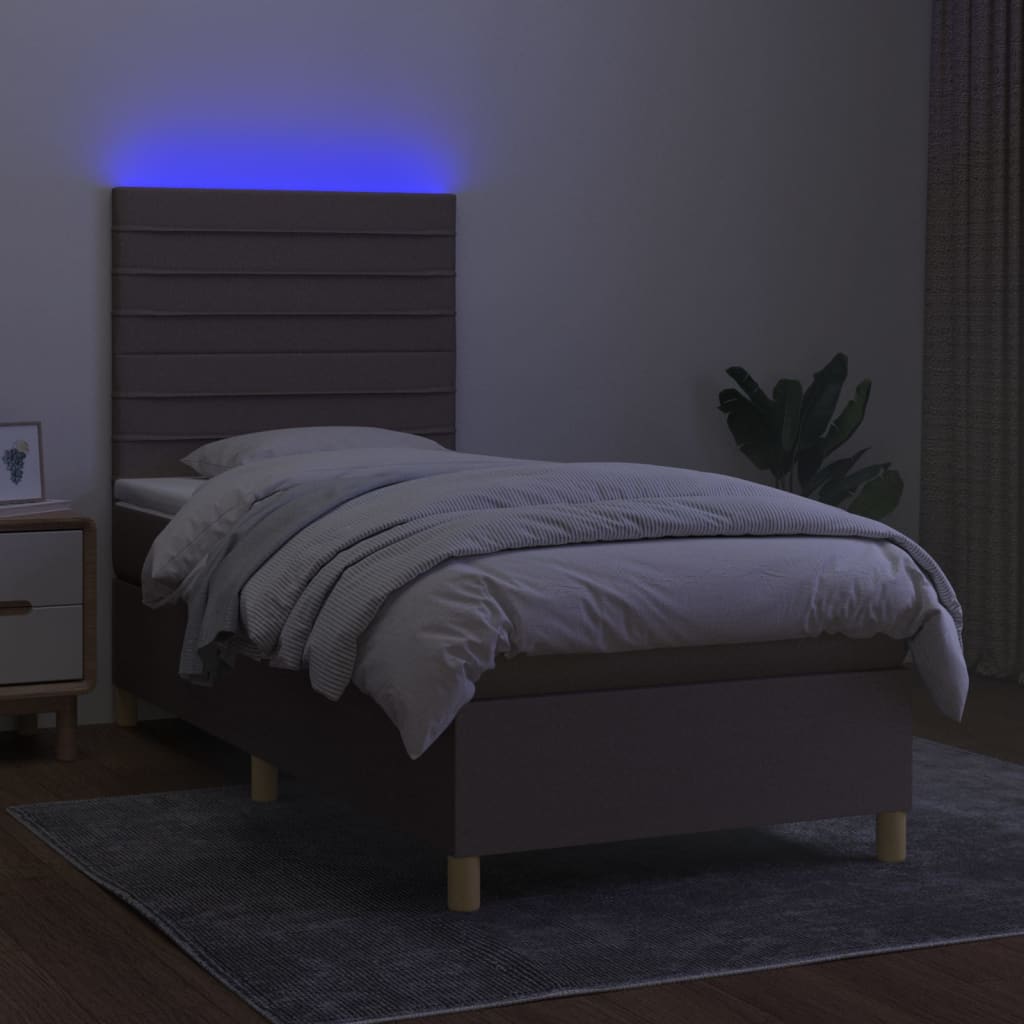 Boxspring met matras en LED stof taupe 80x200 cm