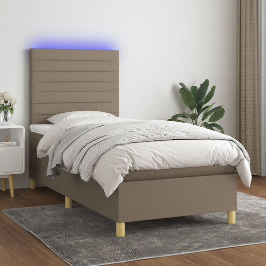 Boxspring met matras en LED stof taupe 80x200 cm