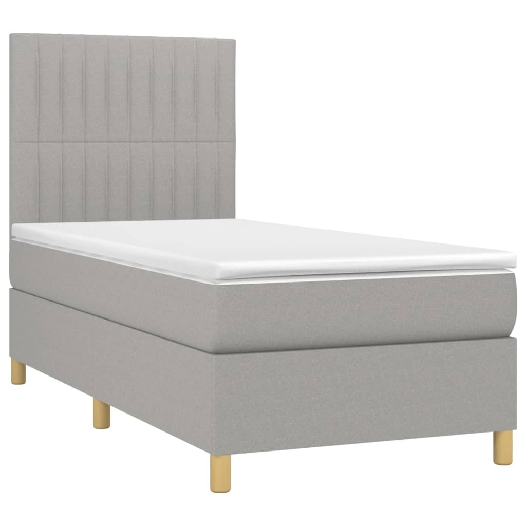 Boxspring met matras en LED stof lichtgrijs 90x200 cm Bedden & bedframes | Creëer jouw Trendy Thuis | Gratis bezorgd & Retour | Trendy.nl