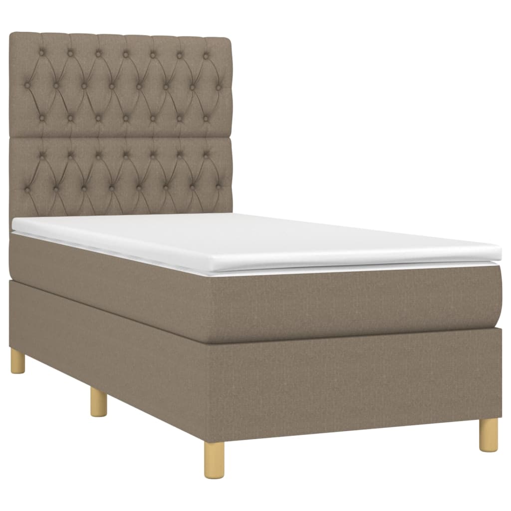 Boxspring met matras en LED stof taupe 90x190 cm Bedden & bedframes | Creëer jouw Trendy Thuis | Gratis bezorgd & Retour | Trendy.nl