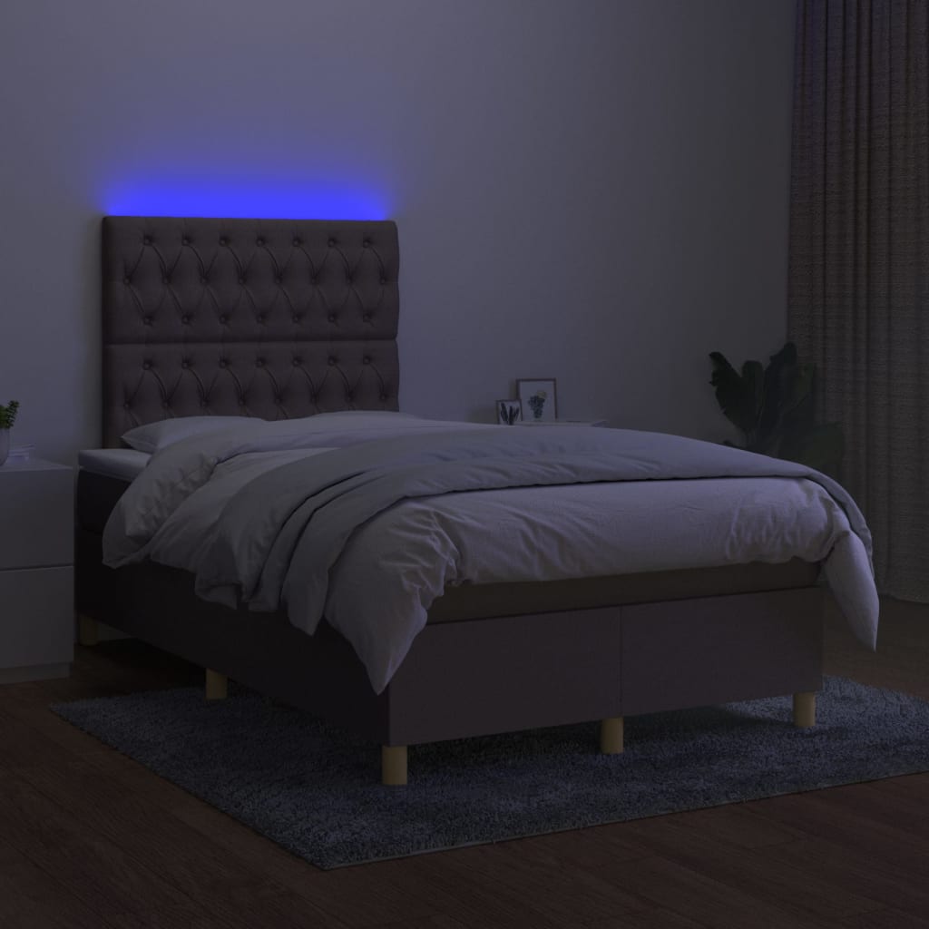 Boxspring met matras en LED stof taupe 120x200 cm Bedden & bedframes | Creëer jouw Trendy Thuis | Gratis bezorgd & Retour | Trendy.nl