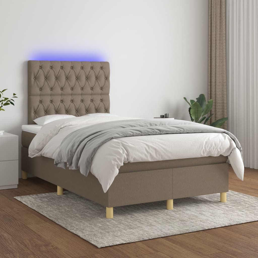 Boxspring met matras en LED stof taupe 120x200 cm Bedden & bedframes | Creëer jouw Trendy Thuis | Gratis bezorgd & Retour | Trendy.nl