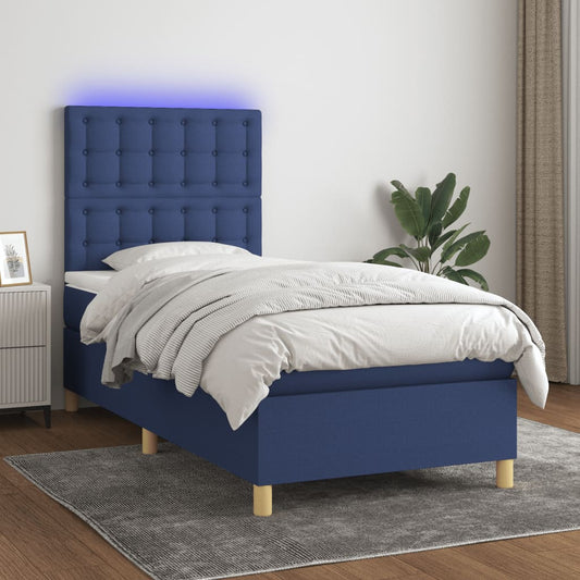 Boxspring met matras en LED stof blauw 80x200 cm Bedden & bedframes | Creëer jouw Trendy Thuis | Gratis bezorgd & Retour | Trendy.nl