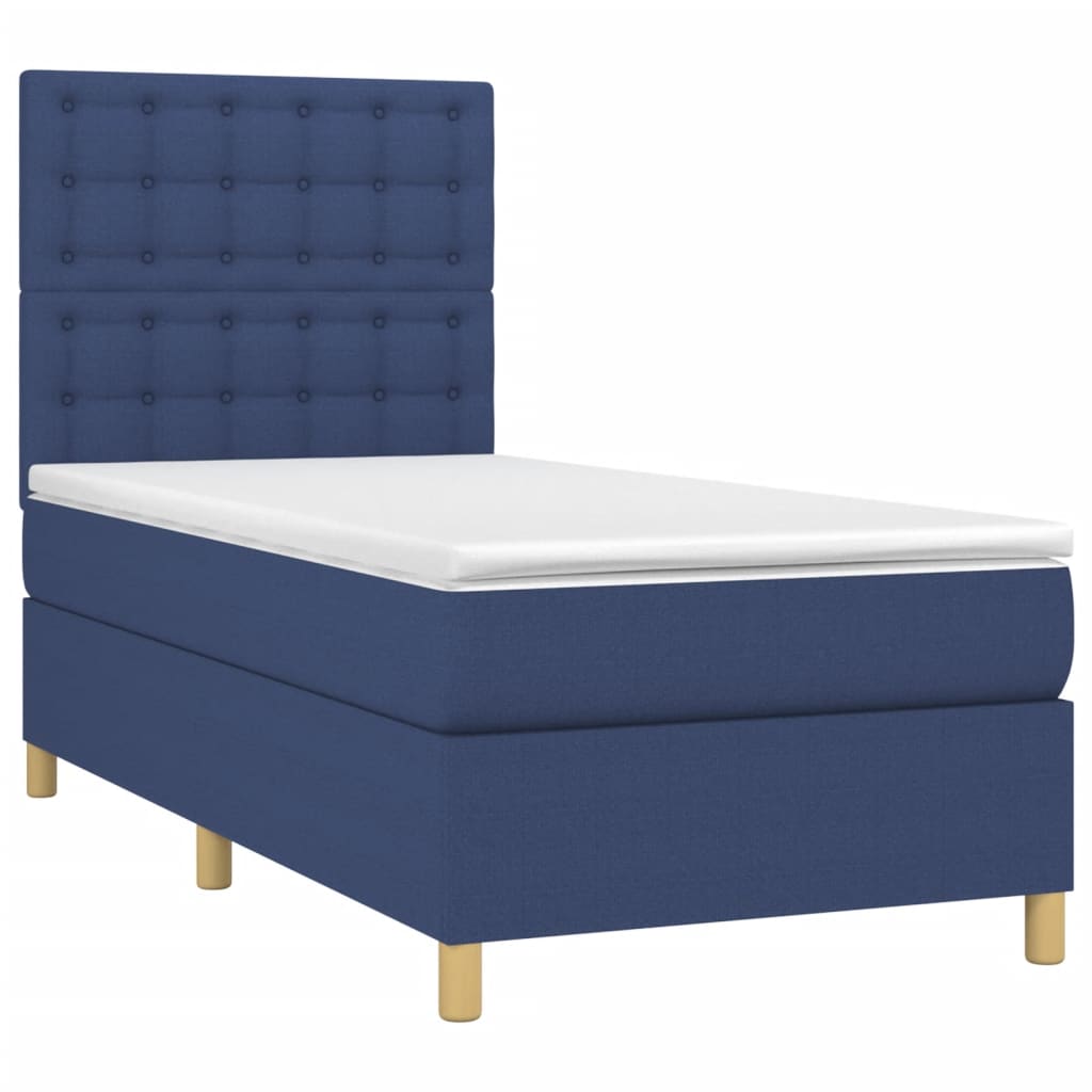 Boxspring met matras en LED stof blauw 90x190 cm Bedden & bedframes | Creëer jouw Trendy Thuis | Gratis bezorgd & Retour | Trendy.nl