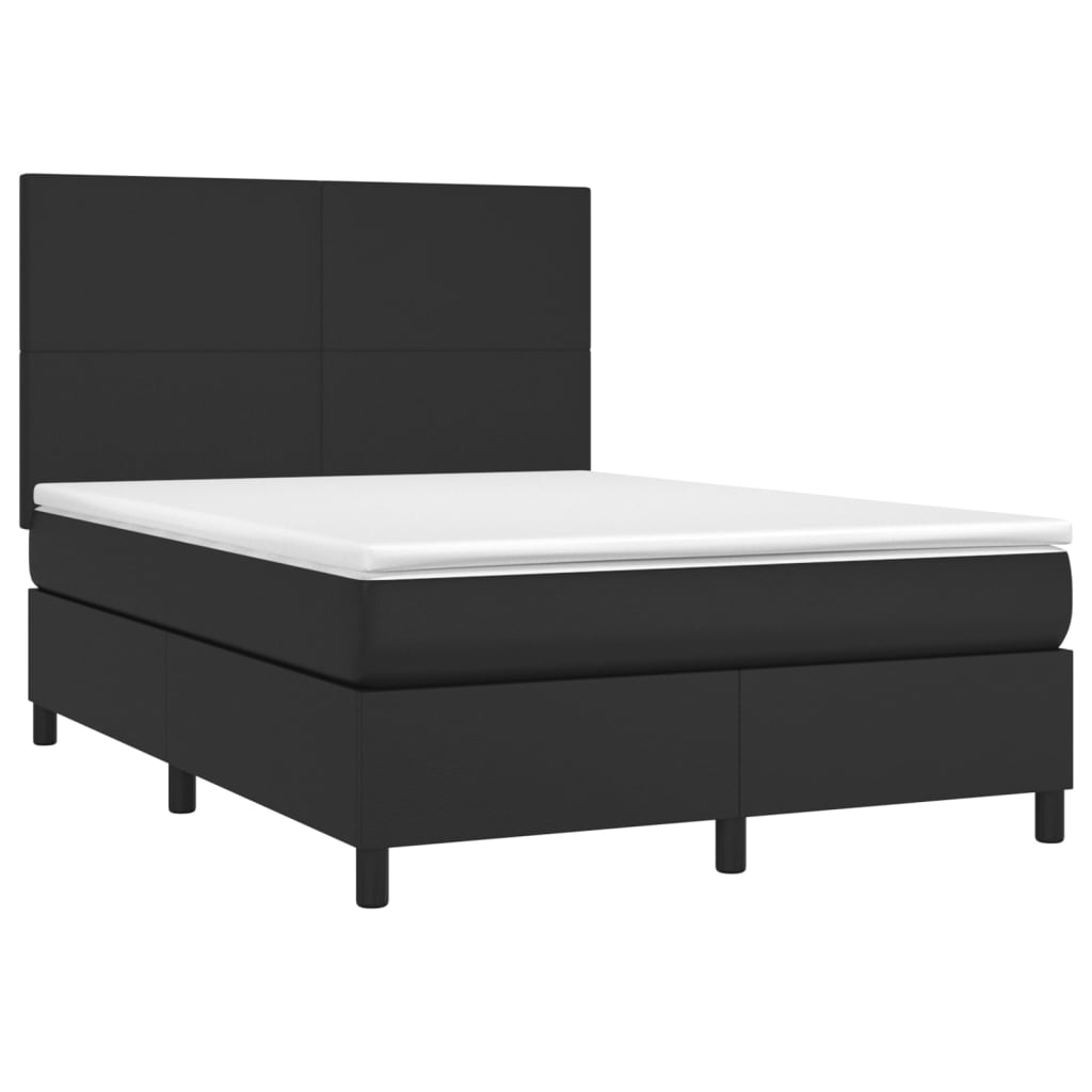 Boxspring met matras en LED kunstleer zwart 140x200 cm Bedden & bedframes | Creëer jouw Trendy Thuis | Gratis bezorgd & Retour | Trendy.nl