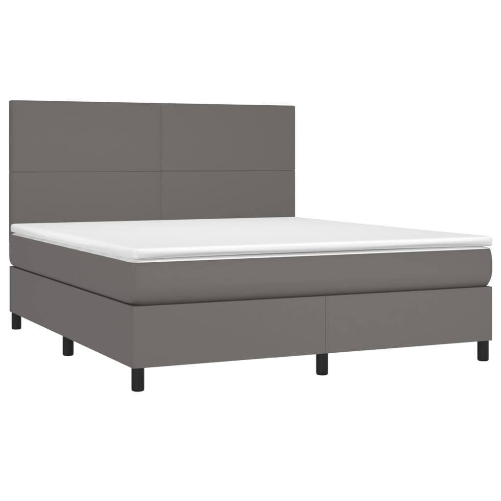 Boxspring met matras en LED kunstleer grijs 180x200 cm Bedden & bedframes | Creëer jouw Trendy Thuis | Gratis bezorgd & Retour | Trendy.nl