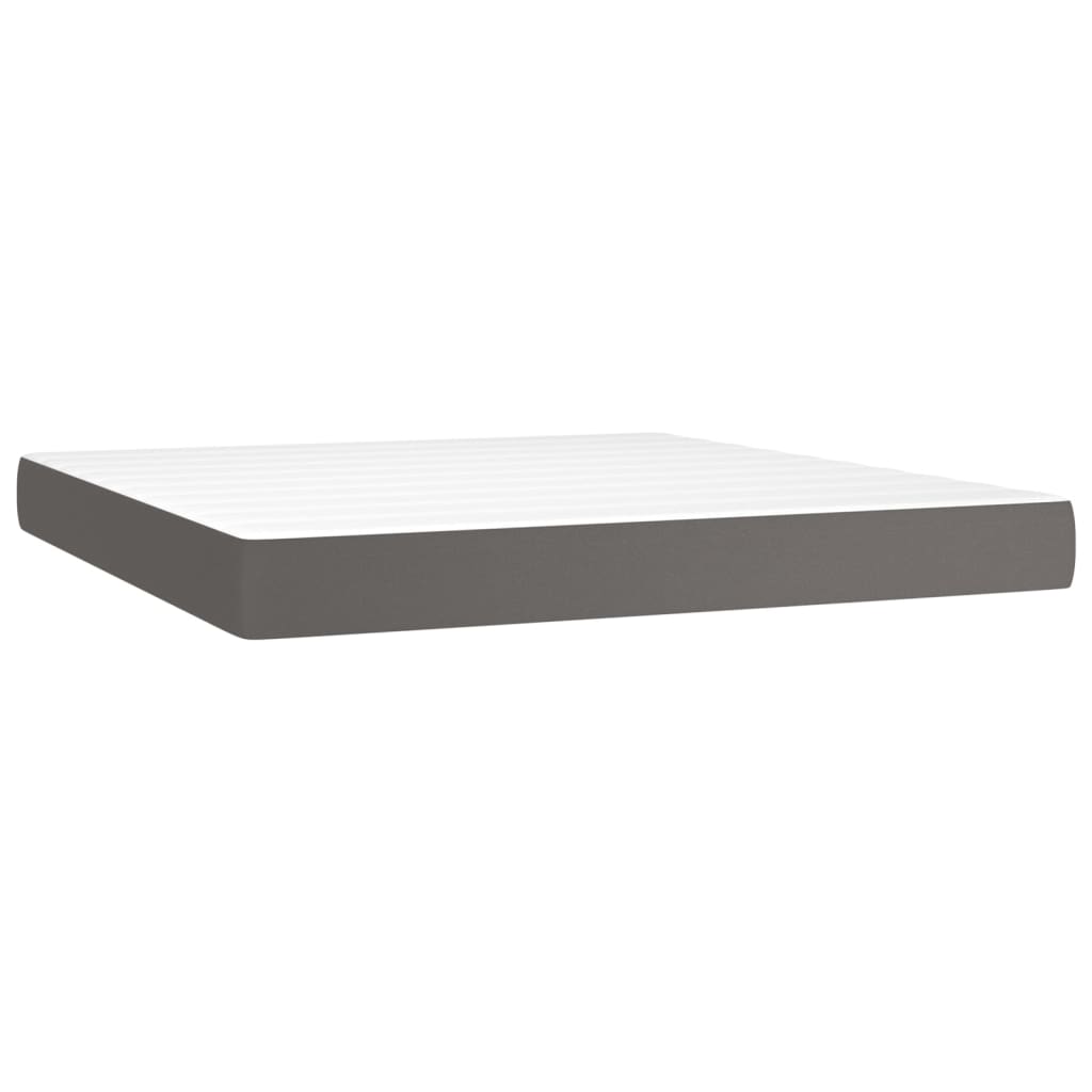 Boxspring met matras en LED kunstleer grijs 180x200 cm Bedden & bedframes | Creëer jouw Trendy Thuis | Gratis bezorgd & Retour | Trendy.nl