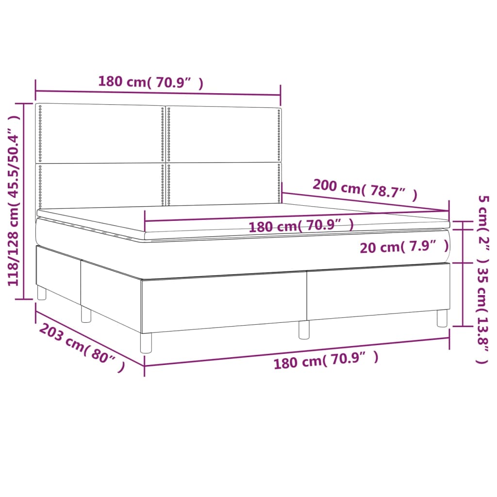 Boxspring met matras en LED kunstleer grijs 180x200 cm Bedden & bedframes | Creëer jouw Trendy Thuis | Gratis bezorgd & Retour | Trendy.nl