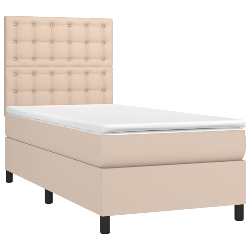 Boxspring met matras en LED kunstleer cappuccinokleur 90x200 cm