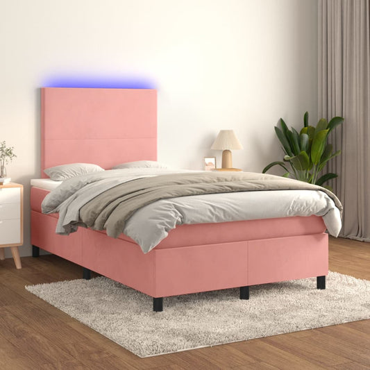 Boxspring met matras en LED fluweel roze 120x200 cm Bedden & bedframes | Creëer jouw Trendy Thuis | Gratis bezorgd & Retour | Trendy.nl