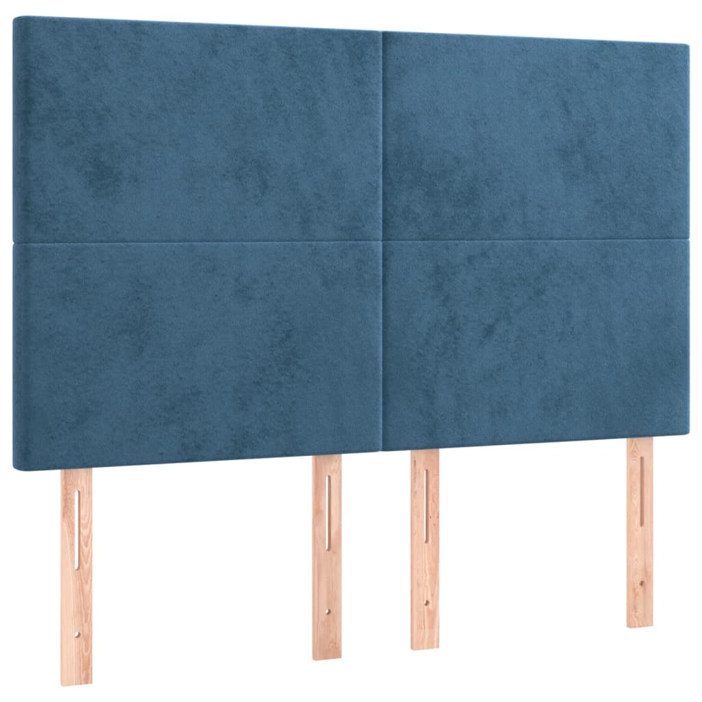 Boxspring met matras en LED fluweel donkerblauw 140x190 cm