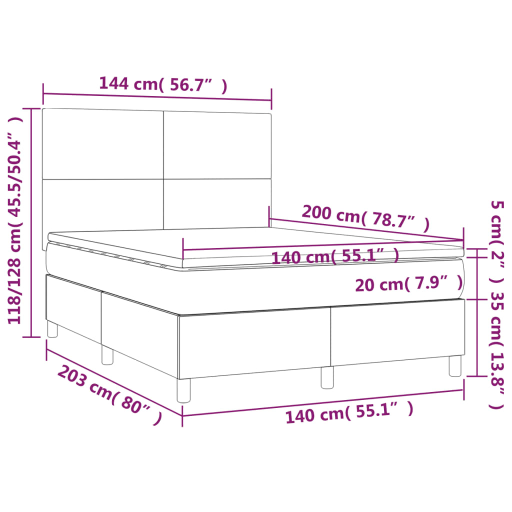 Boxspring met matras en LED fluweel zwart 140x200 cm