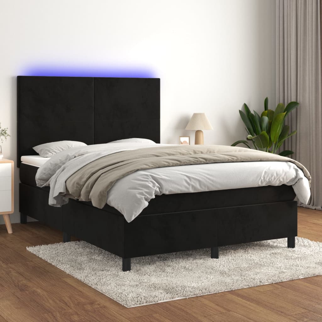 Boxspring met matras en LED fluweel zwart 140x200 cm