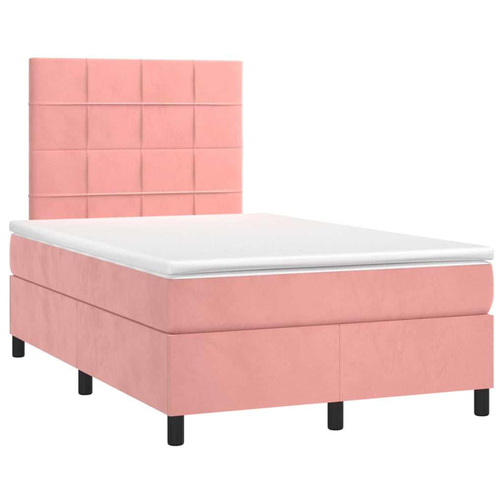 Boxspring met matras en LED fluweel roze 120x200 cm