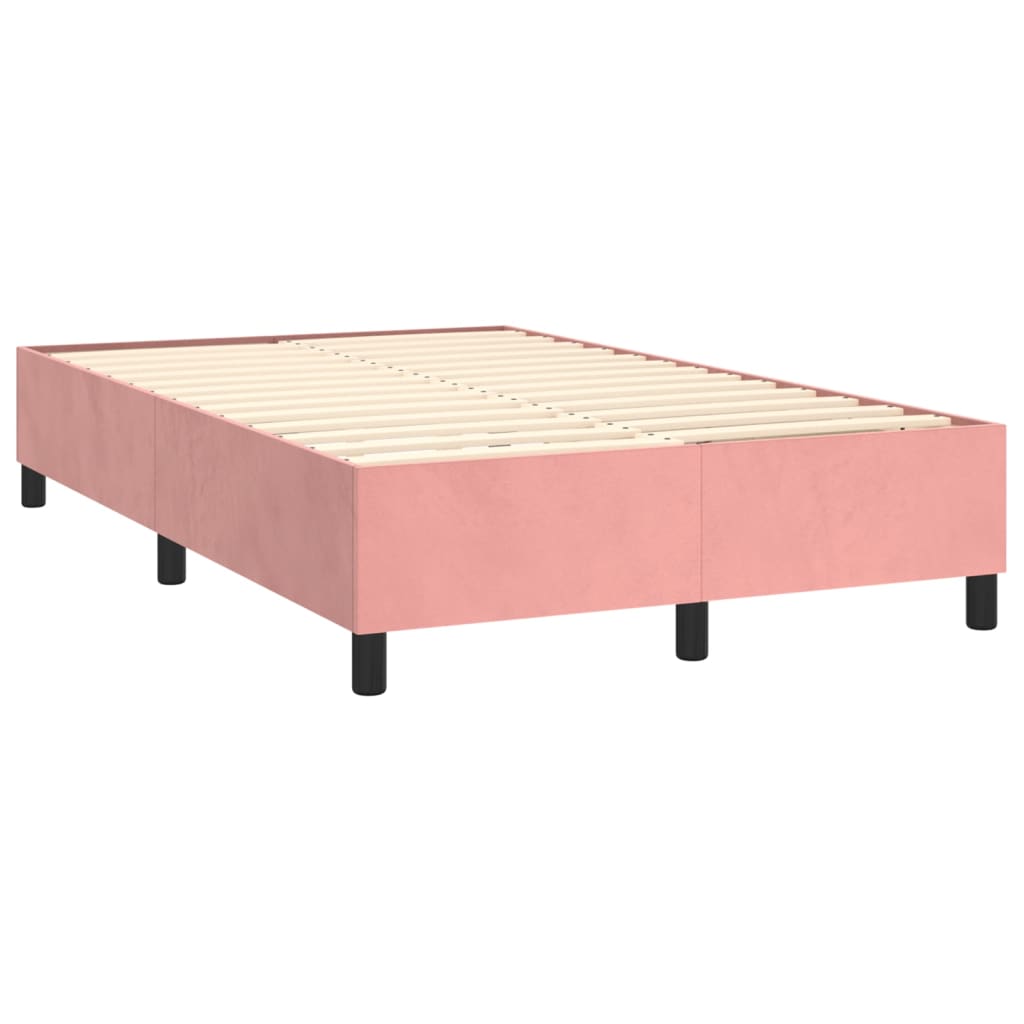 Boxspring met matras en LED fluweel roze 120x200 cm