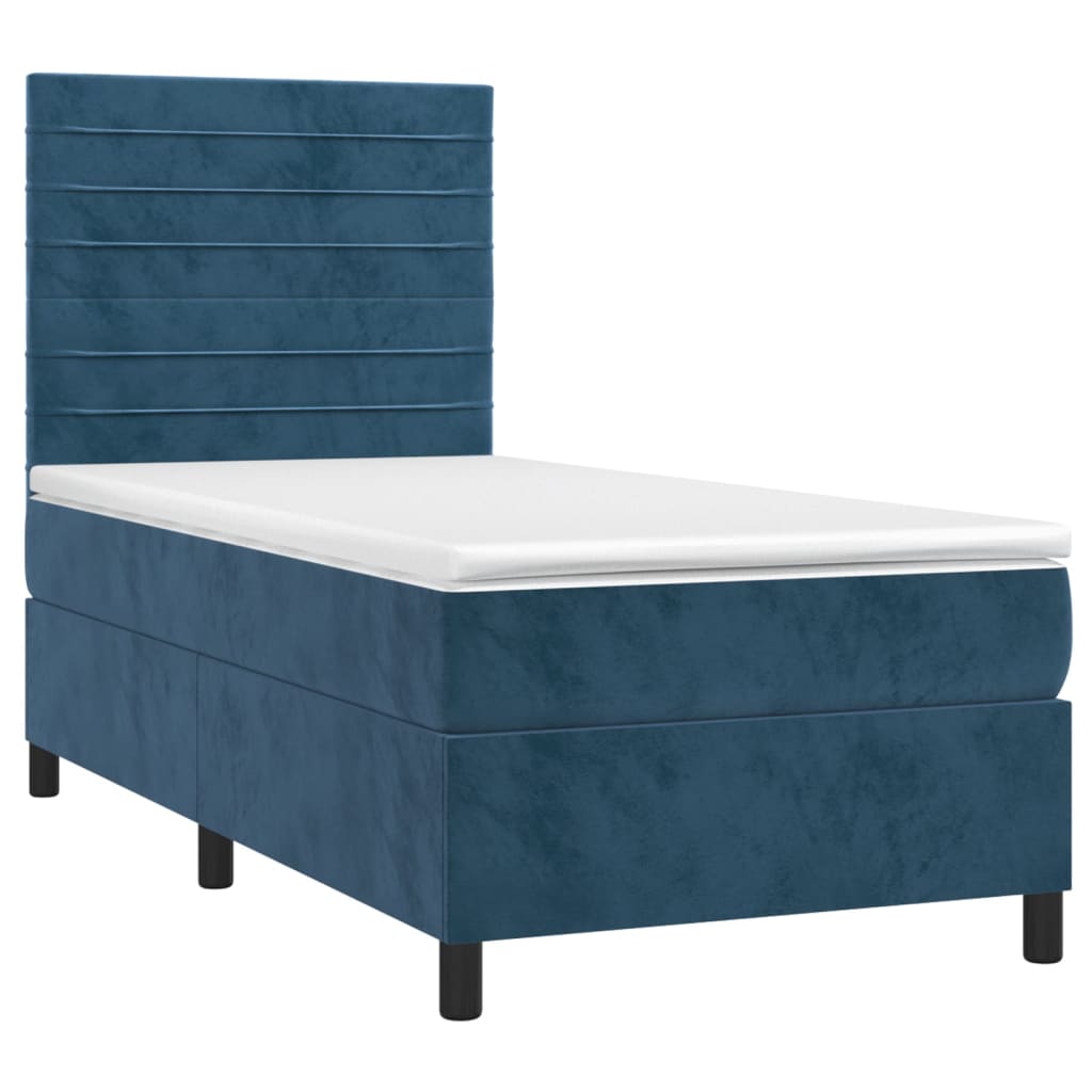 Boxspring met matras en LED fluweel donkerblauw 90x190 cm