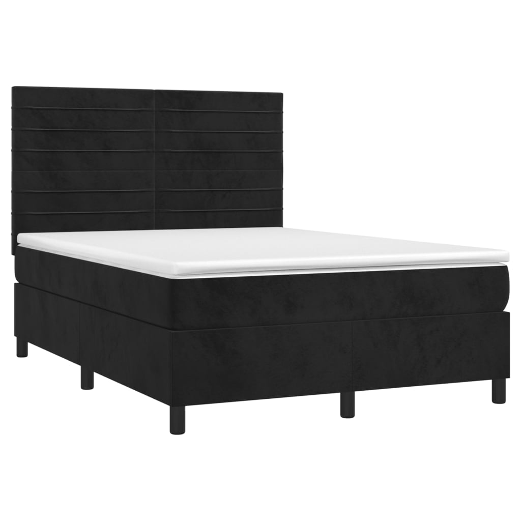 Boxspring met matras en LED fluweel zwart 140x190 cm