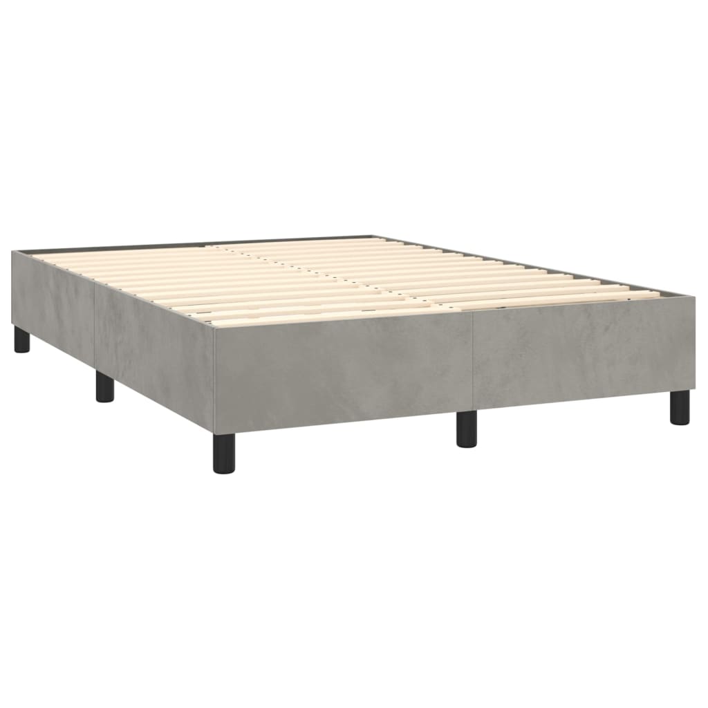 Boxspring met matras en LED fluweel lichtgrijs 140x200 cm Bedden & bedframes | Creëer jouw Trendy Thuis | Gratis bezorgd & Retour | Trendy.nl