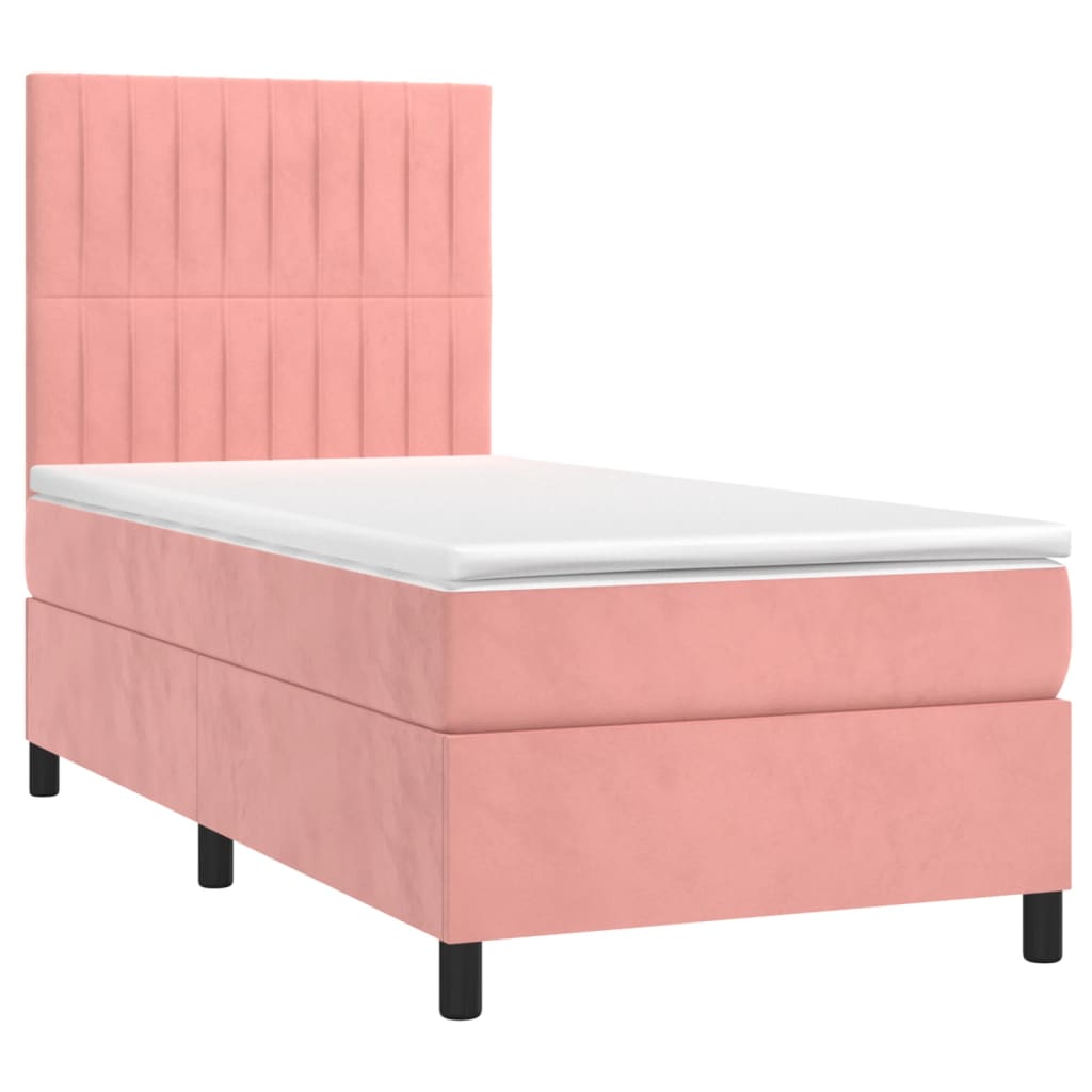 Boxspring met matras en LED fluweel roze 90x190 cm Bedden & bedframes | Creëer jouw Trendy Thuis | Gratis bezorgd & Retour | Trendy.nl