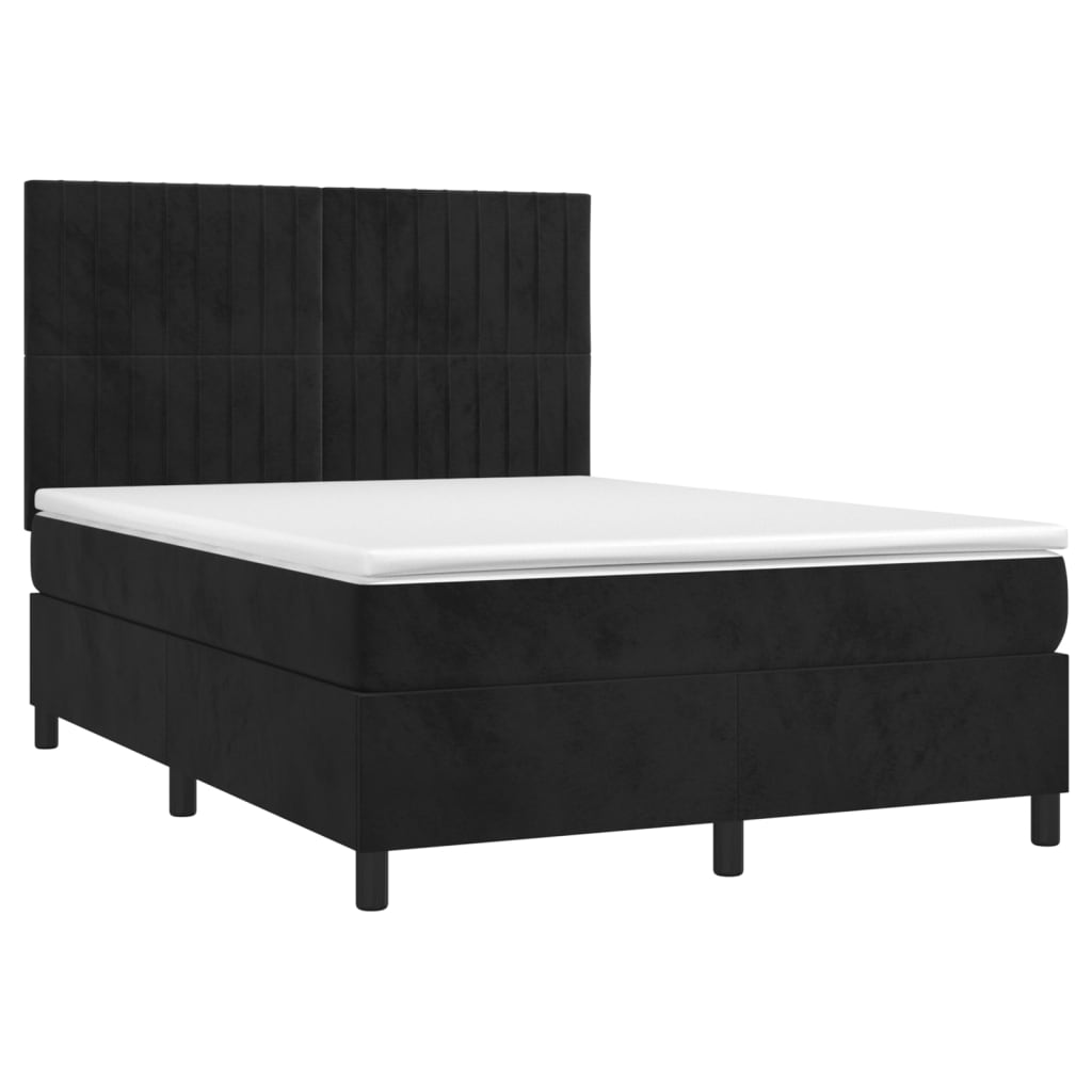 Boxspring met matras en LED fluweel zwart 140x190 cm Bedden & bedframes | Creëer jouw Trendy Thuis | Gratis bezorgd & Retour | Trendy.nl