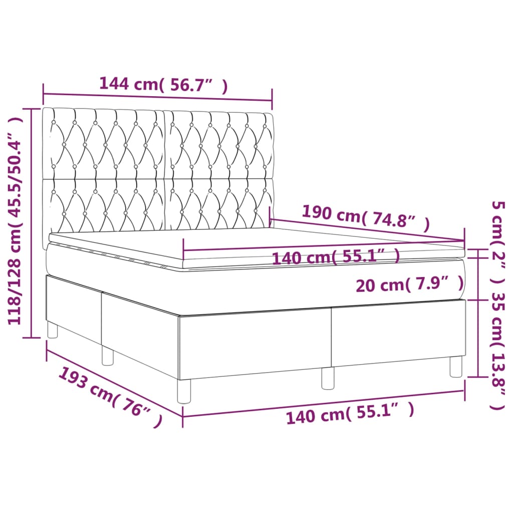 Boxspring met matras en LED fluweel zwart 140x190 cm