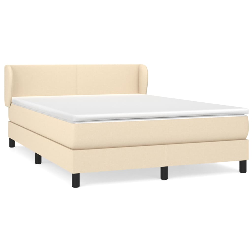 Boxspring met matras stof crèmekleurig 140x190 cm