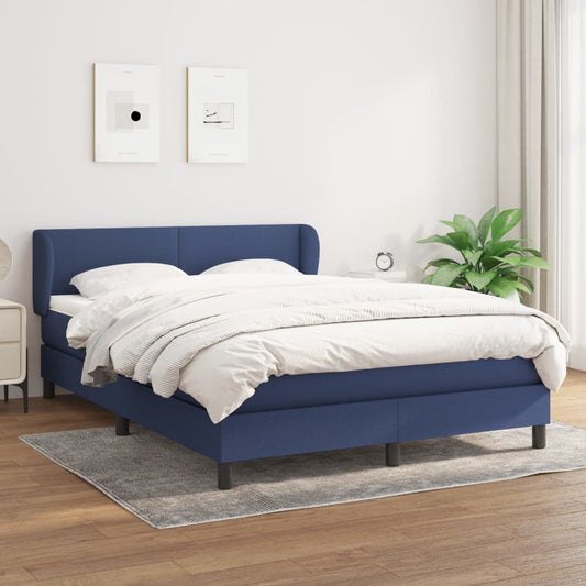 Boxspring met matras stof blauw 140x200 cm