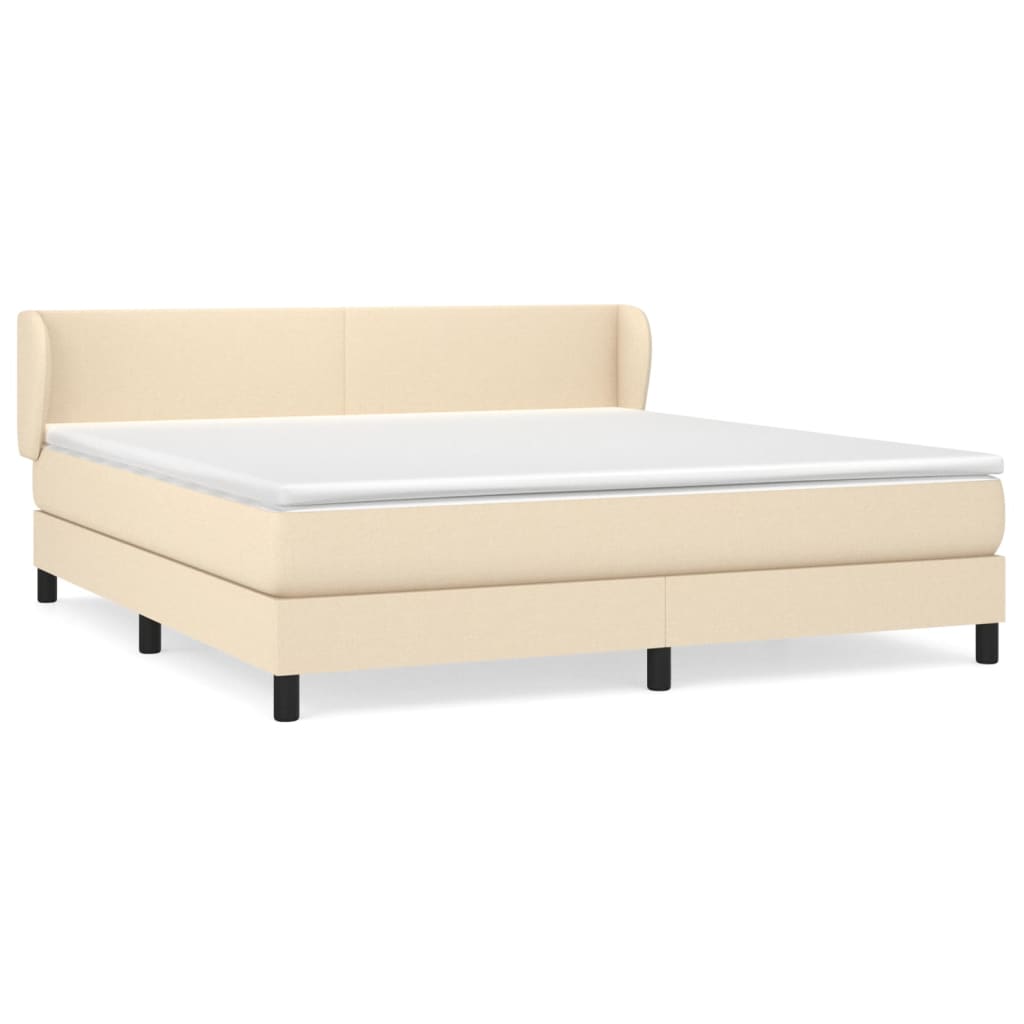 Boxspring met matras stof crèmekleurig 160x200 cm