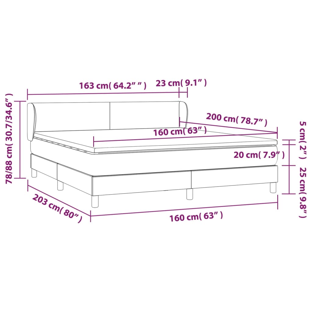 Boxspring met matras stof crèmekleurig 160x200 cm