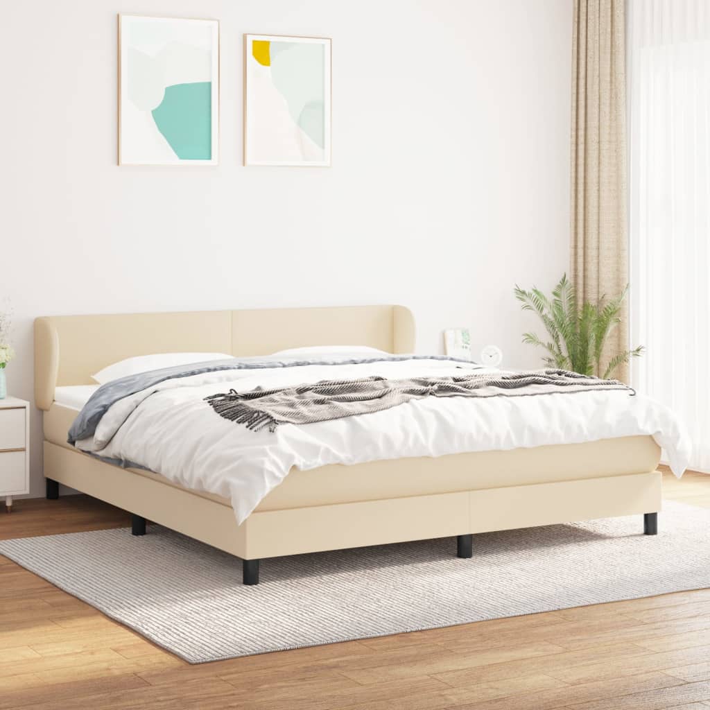 Boxspring met matras stof crèmekleurig 180x200 cm