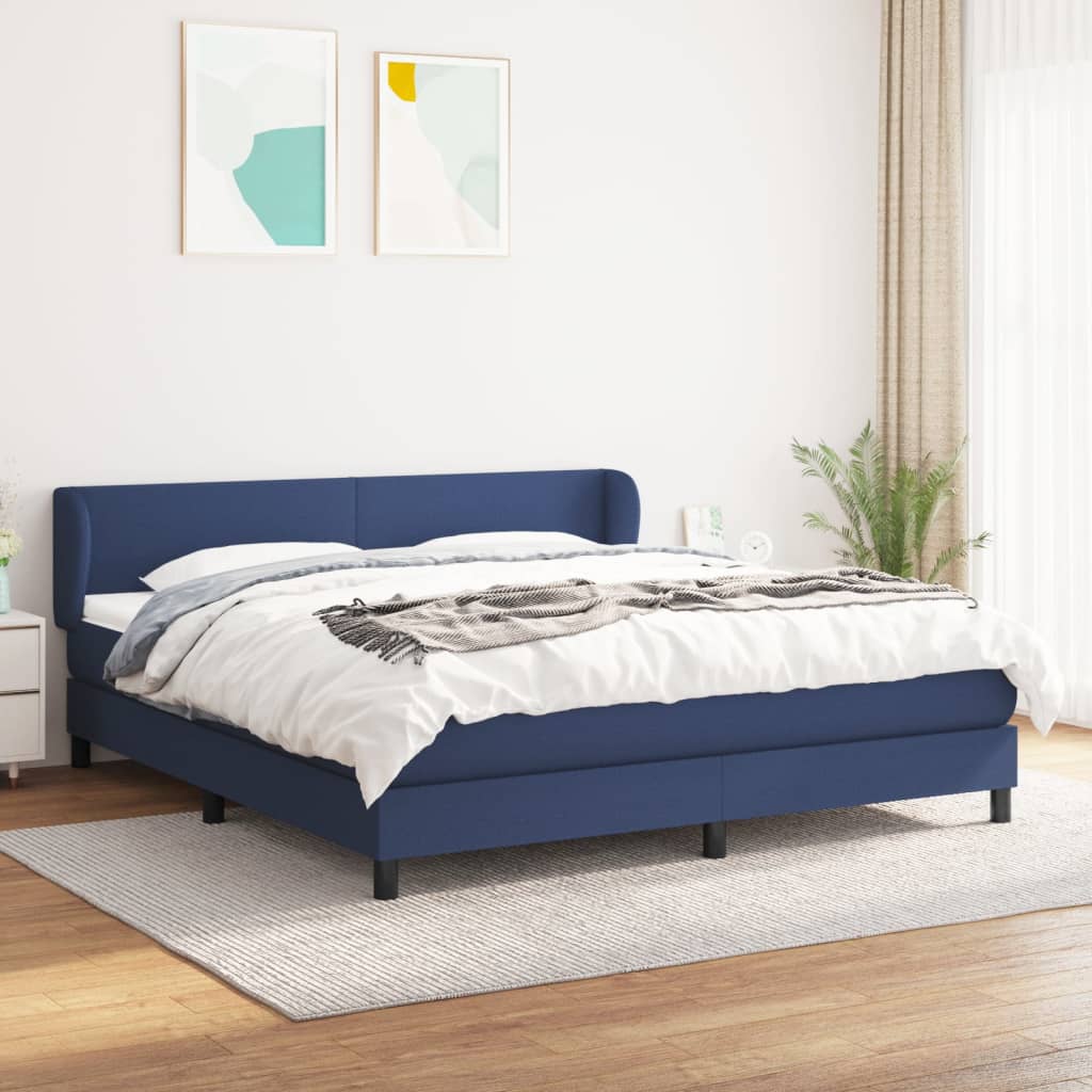 Boxspring met matras stof blauw 180x200 cm