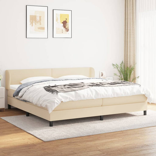 Boxspring met matras stof crèmekleurig 200x200 cm