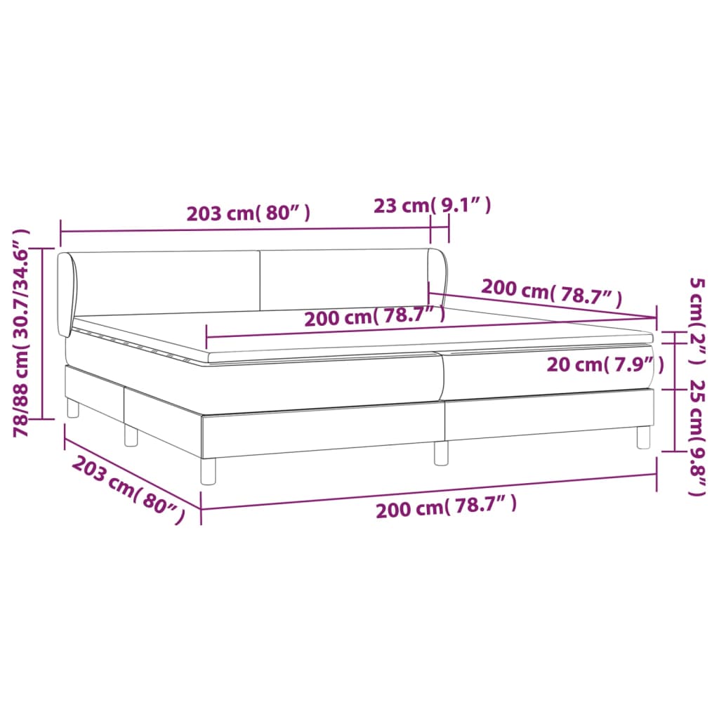 Boxspring met matras stof blauw 200x200 cm