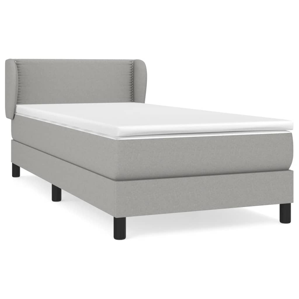 Boxspring met matras stof lichtgrijs 90x190 cm Bedden & bedframes | Creëer jouw Trendy Thuis | Gratis bezorgd & Retour | Trendy.nl