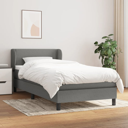 Boxspring met matras stof donkergrijs 90x190 cm Bedden & bedframes | Creëer jouw Trendy Thuis | Gratis bezorgd & Retour | Trendy.nl