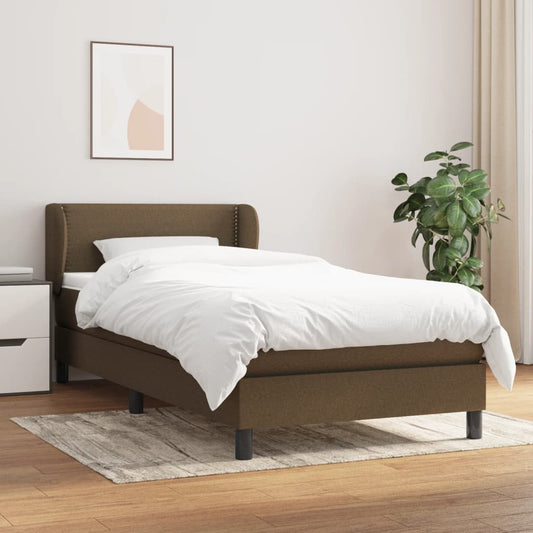 Boxspring met matras stof donkerbruin 90x190 cm Bedden & bedframes | Creëer jouw Trendy Thuis | Gratis bezorgd & Retour | Trendy.nl