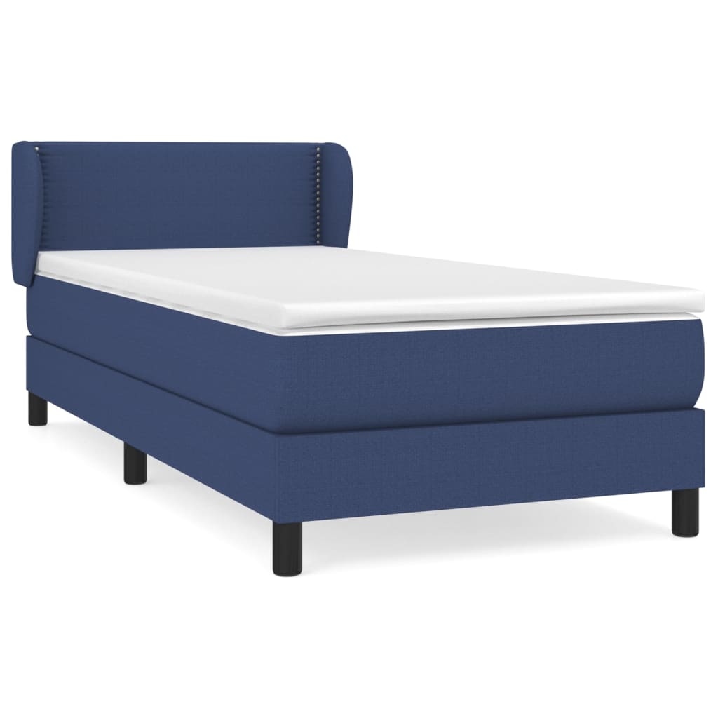 Boxspring met matras stof blauw 90x190 cm