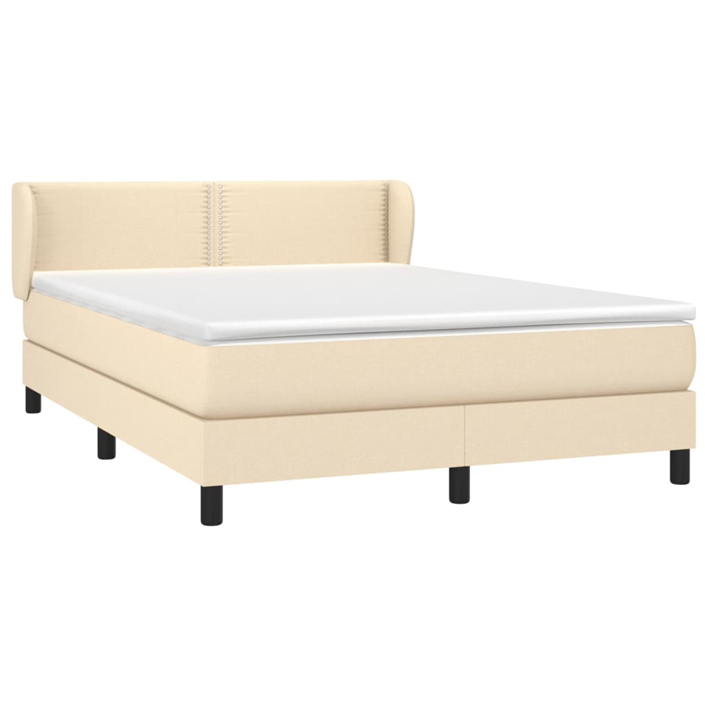 Boxspring met matras stof crèmekleurig 140x200 cm