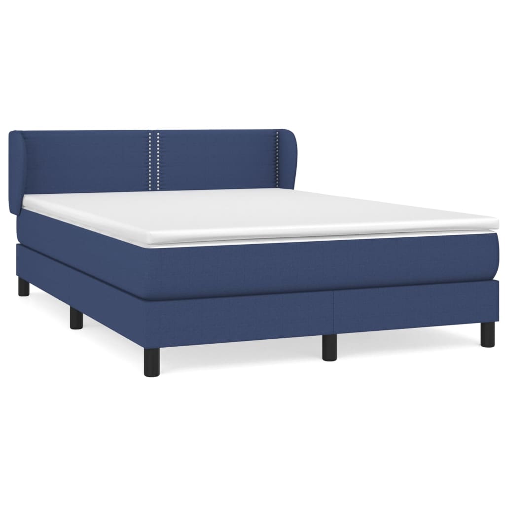 Boxspring met matras stof blauw 140x200 cm