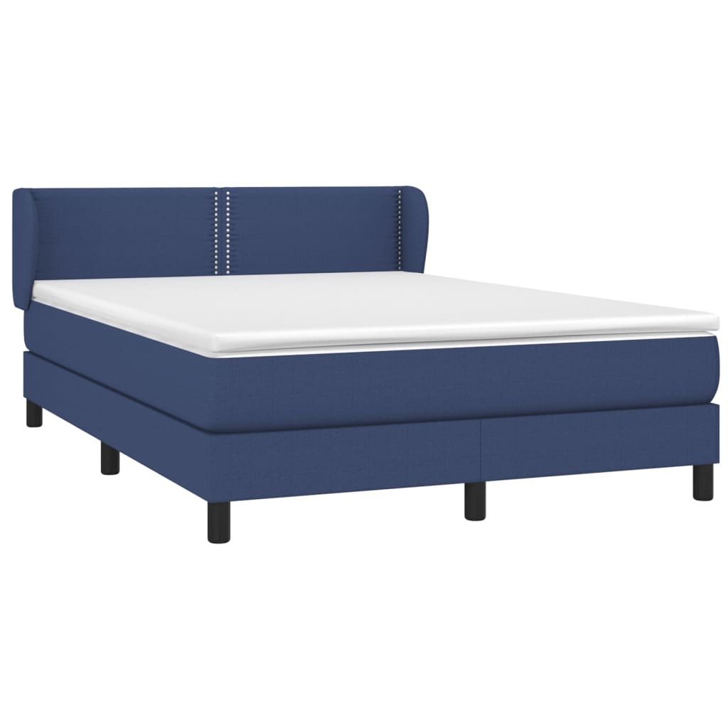 Boxspring met matras stof blauw 140x200 cm