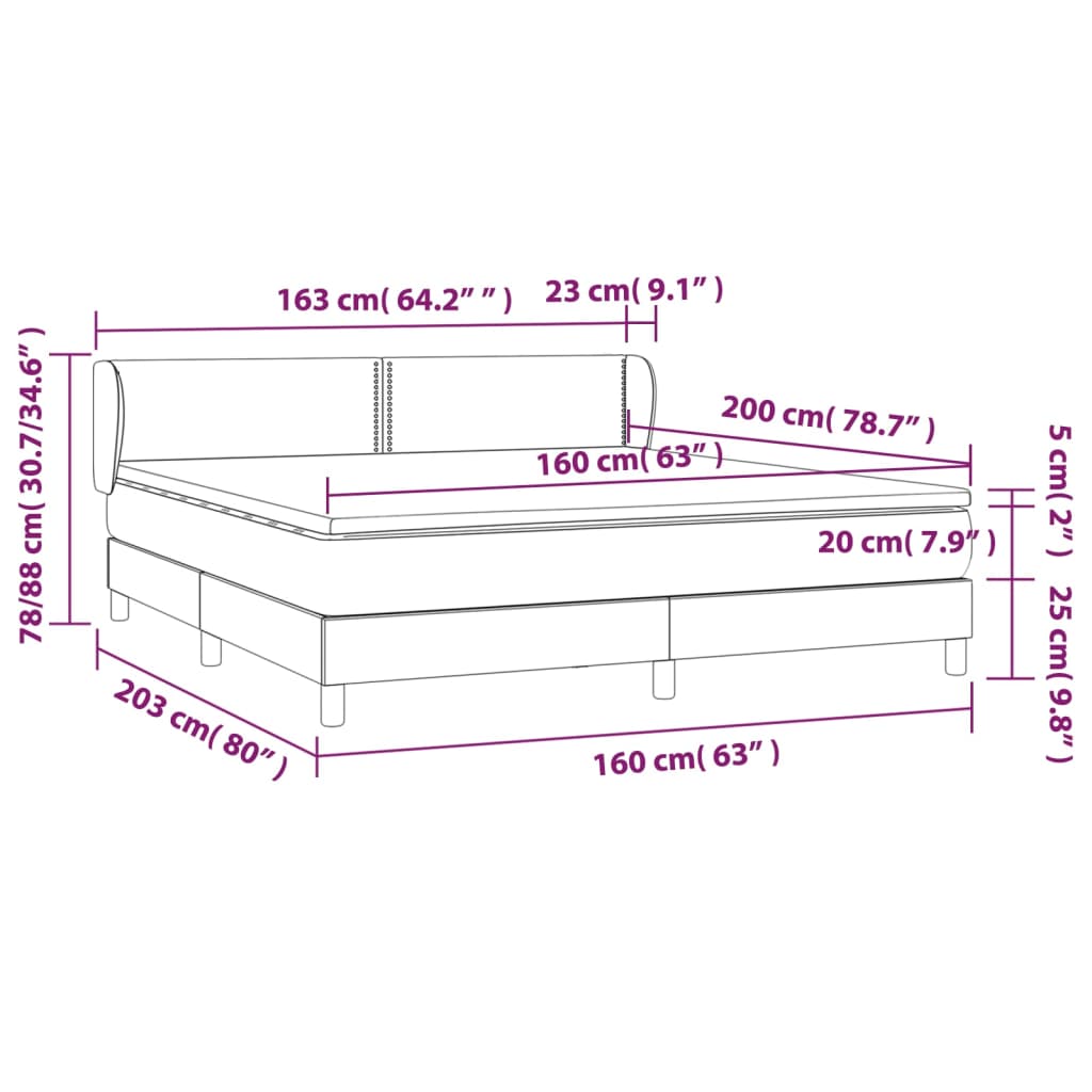 Boxspring met matras stof blauw 160x200 cm