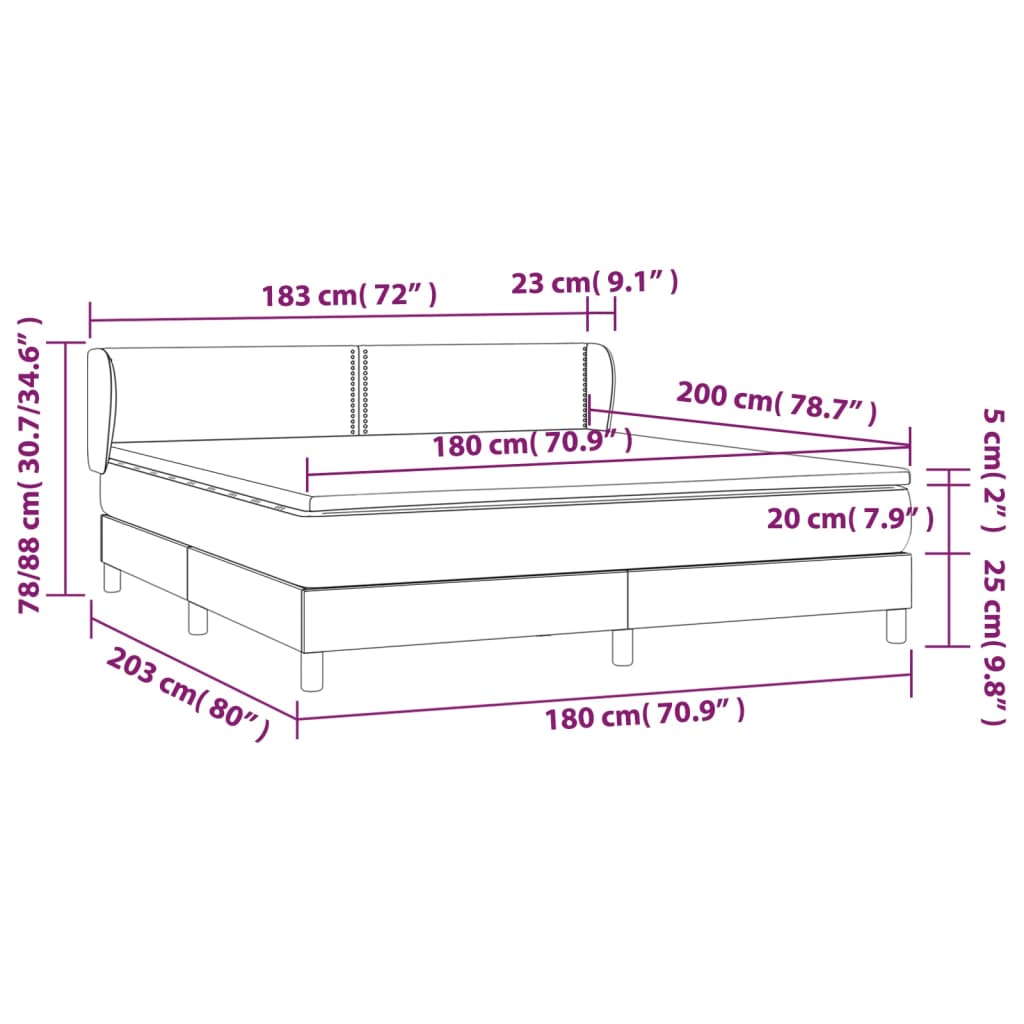 Boxspring met matras stof taupe 180x200 cm